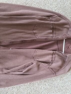 Aerie Brown Waffle-Knit Button Front Shirt
